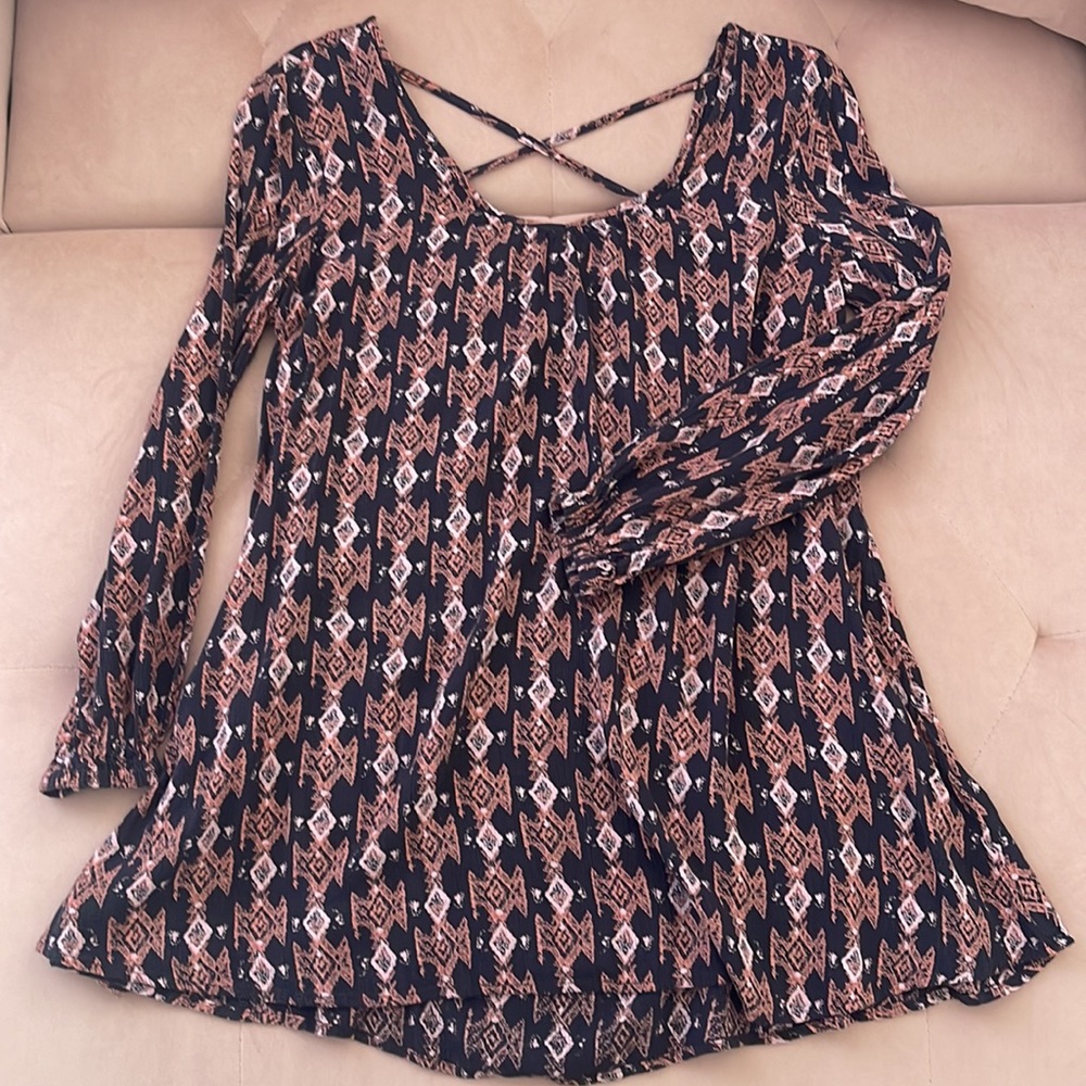 Billabong Flowy Long Sleeve Dress-XS